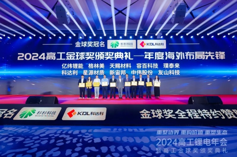 再获奖！|云顶集团股份荣获2024高工锂电金球奖“年度海表布局前锋”
